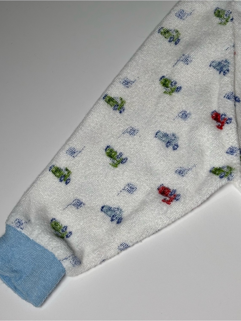 Vintage Tendertyme White Fleece Footed Sleeper Racecar Print S 3-6M retro - Picture 3 of 9